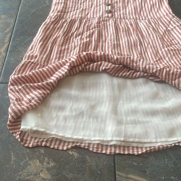 American Eagle Womens XS Flowy Striped Cap Sleeve Short Tiered Dress Red White - Picture 6 of 11